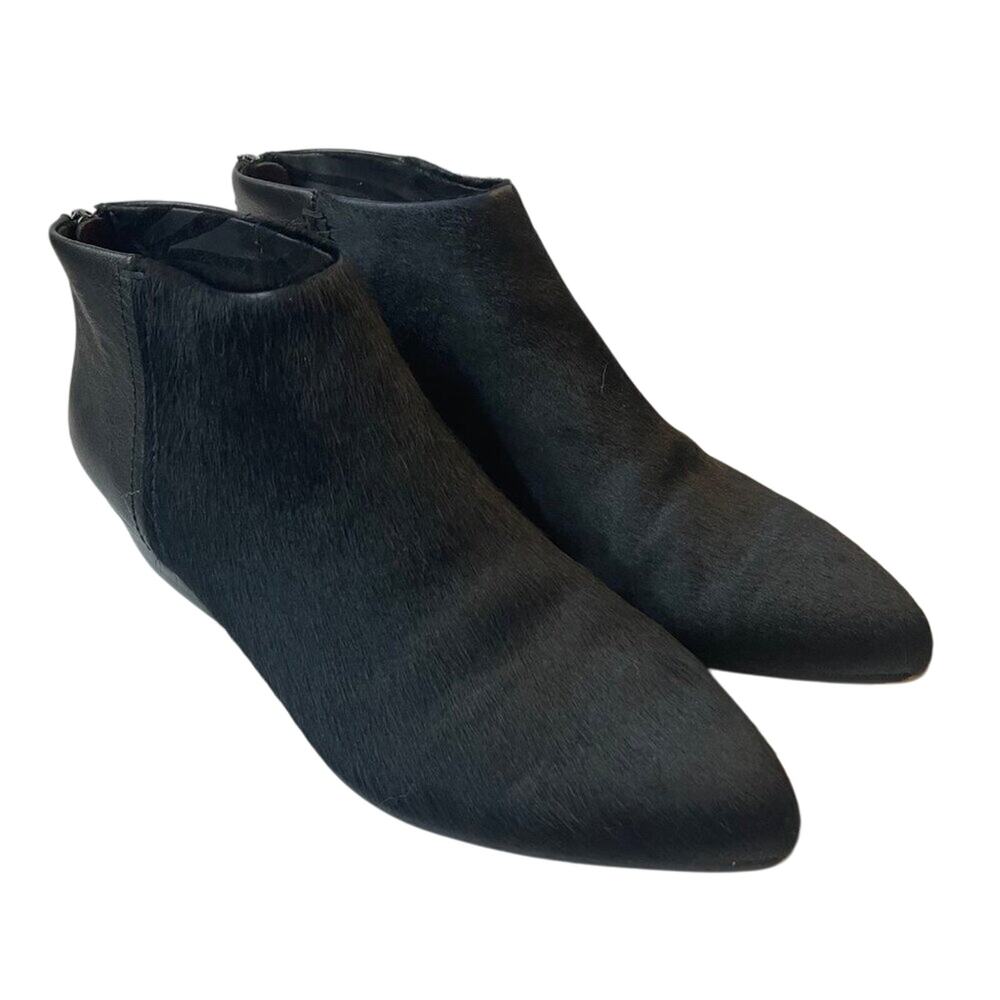 Naked Feet Black Calf-Hair Ankle Chi Booties Boots Women’s Size 7M